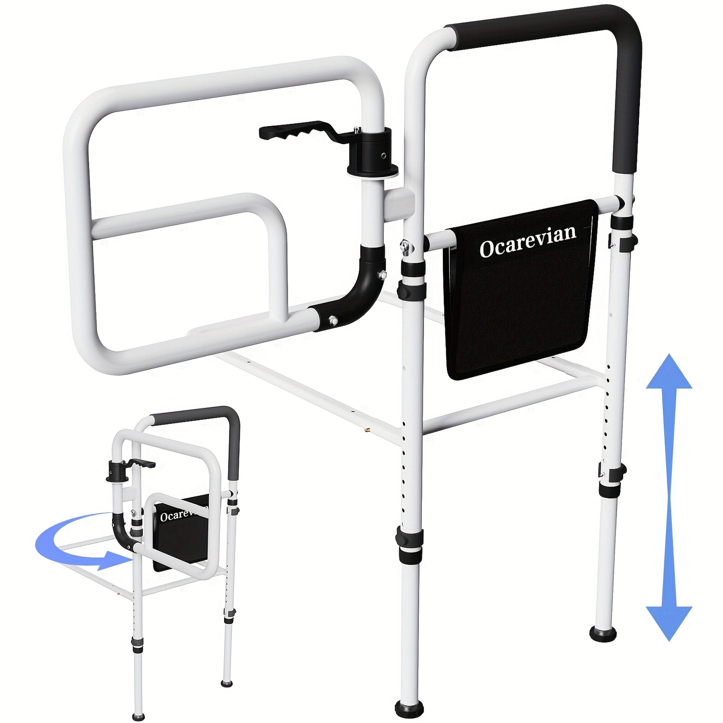 Bed Rails for Elderly Adult Safety, Bed Guard Rails for Adults, Bed Assist Rails for Seniors, Bed Side Rail with Storage Pouch, Adjustable Bed Safety Rail for King Queen Full Twin Size Bed