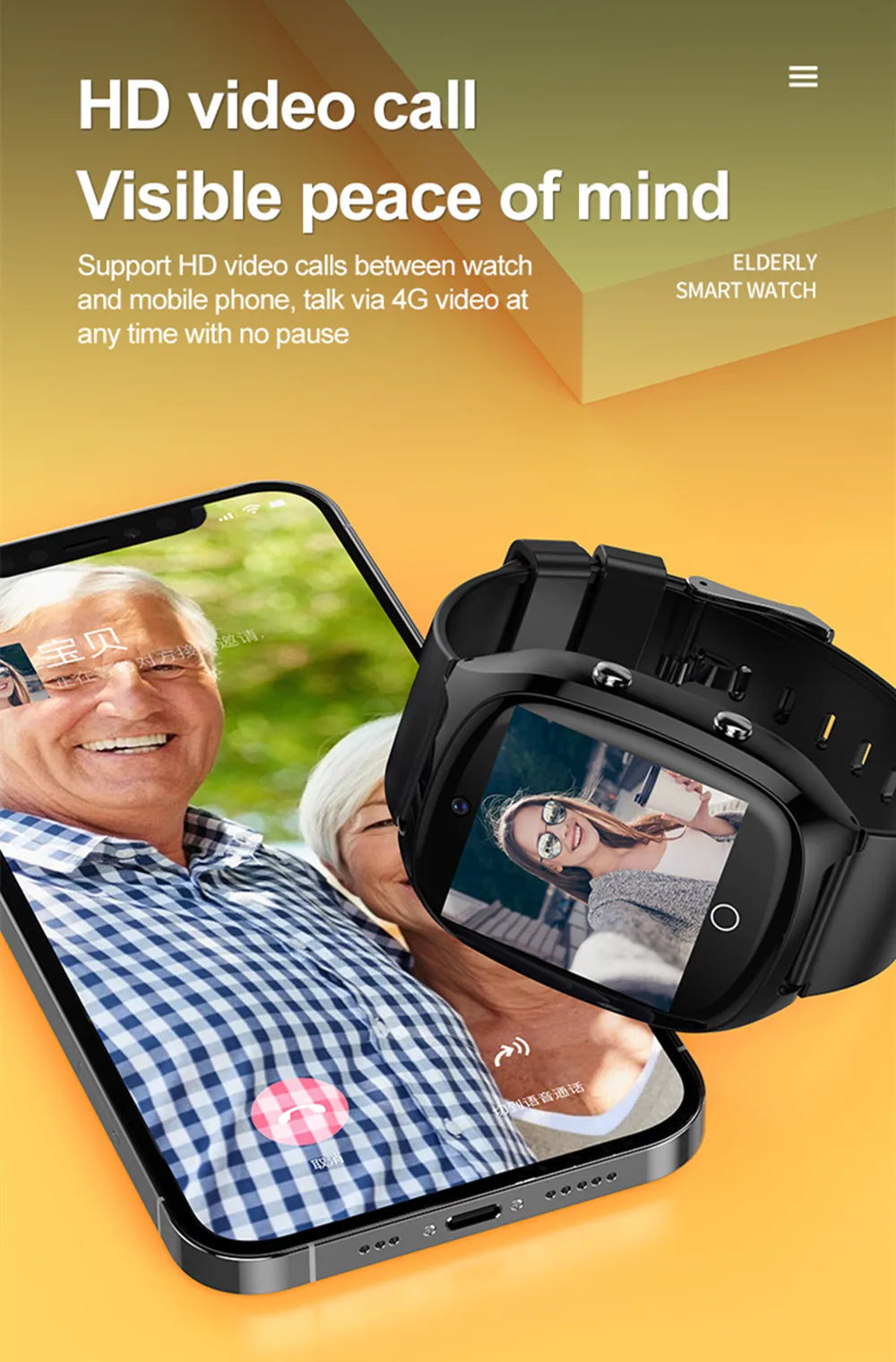 Elderly Smart Watch For Senior Falling Detection GPS Positioning 4G SOS Phone Call Medicine Remind Footprint Track HeartRate GK8