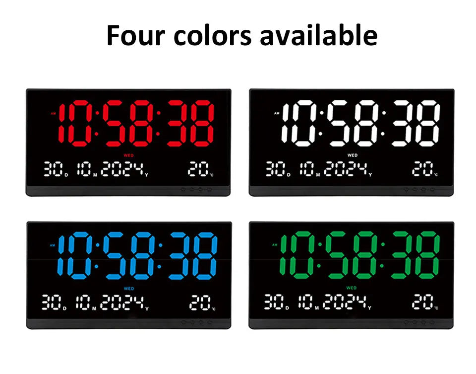 21 Inch Large Digital Wall Clock Large LED Screen Display Clock with Time/Date/Week/Temperature 12/24H Adjustable Brightness