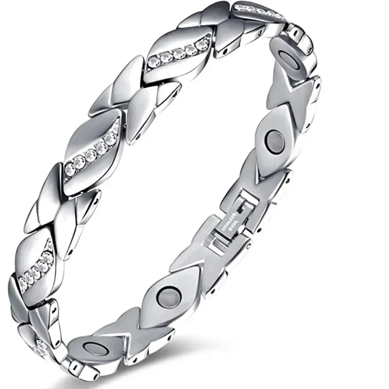 Magnetic Therapy Arthritis Pain Relief Bracelets for Women Magnetic Steel Titanium Health Bracelet with Crystal Fashion Jewelry