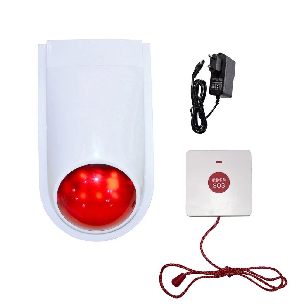 (1 Set) Wireless Emergency Button Calling System 130DB Strobe Siren With 86mm Wall Mounted Panic Button For Hospital Or Bed Call