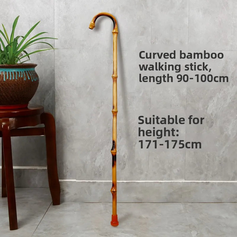Anti-Slip Rubber Tip Bamboo Walking Cane T-aped ly Walking Sti Handheld ly People's Outdoor Travel king Poles