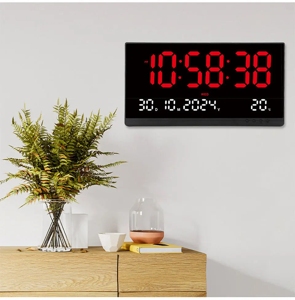 21 Inch Large Digital Wall Clock Large LED Screen Display Clock with Time/Date/Week/Temperature 12/24H Adjustable Brightness