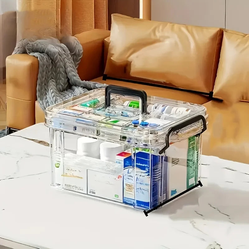 Convenient and Transparent Medicine Organizer Box for Home and Travel with Easy Access