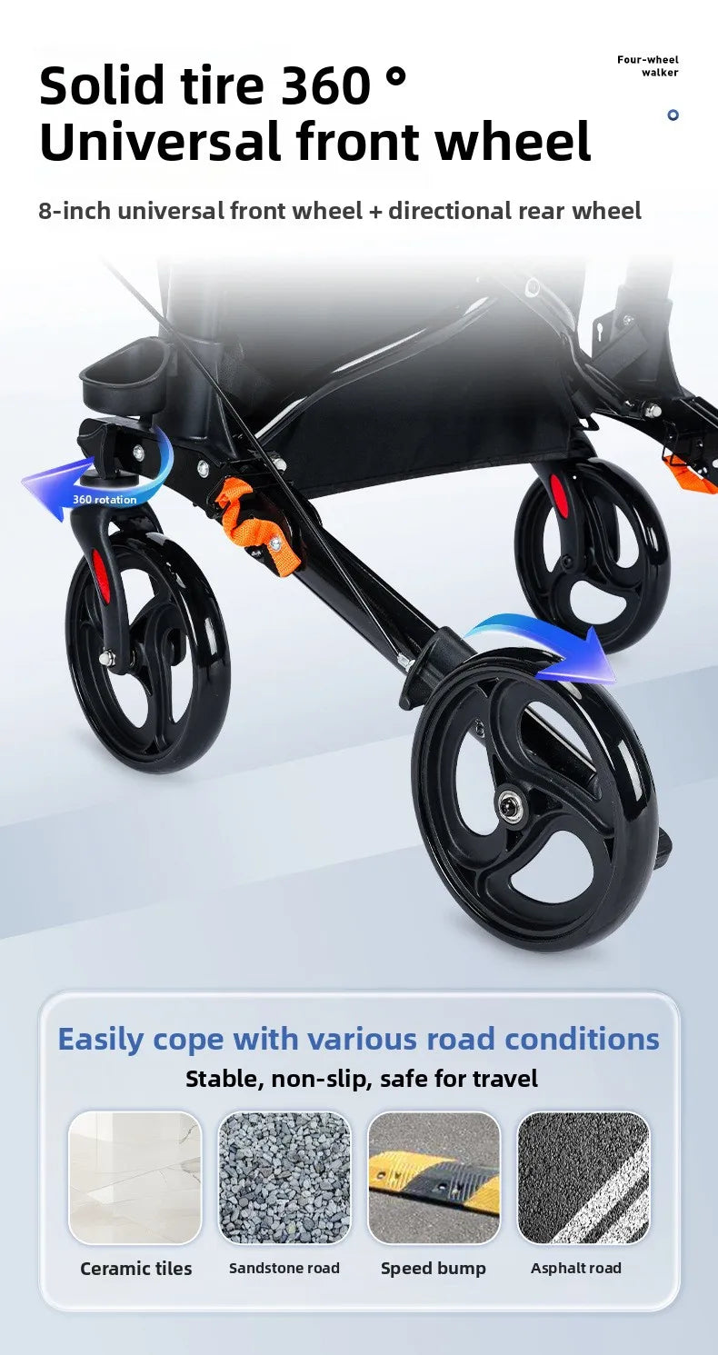 Walker Aid For The Elderly Rehabilitation Walking Anti-Fall Adjustable Folding Walking Rollator Carts With Arm Support Walker