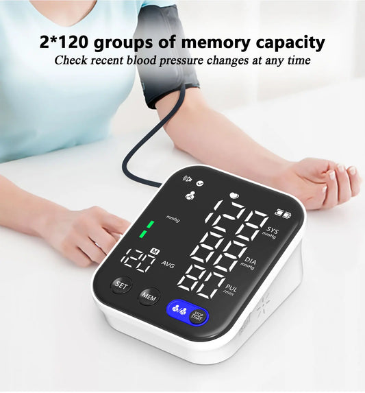 Electronic Tensiometer Portable Upper Arm BP Meter Digital Blood Pressure Monitors Automatic Measurement Cuff Sphygmomanometer