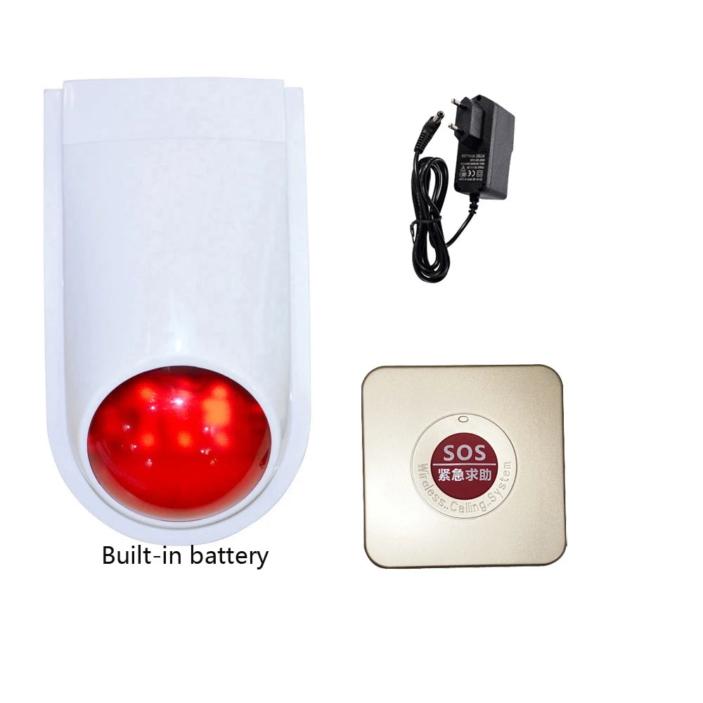 (1 Set) Wireless Emergency Button Calling System 130DB Strobe Siren With 86mm Wall Mounted Panic Button For Hospital Or Bed Call