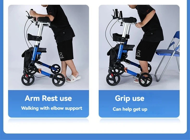 Walker Aid For The Elderly Rehabilitation Walking Anti-Fall Adjustable Folding Walking Rollator Carts With Arm Support Walker