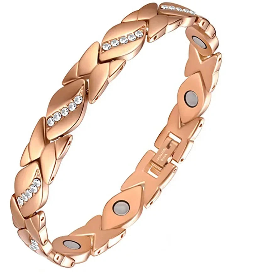Magnetic Therapy Arthritis Pain Relief Bracelets for Women Magnetic Steel Titanium Health Bracelet with Crystal Fashion Jewelry