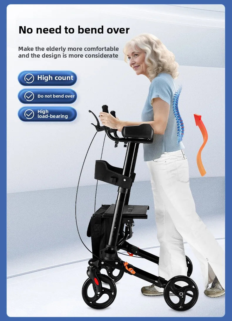Walker Aid For The Elderly Rehabilitation Walking Anti-Fall Adjustable Folding Walking Rollator Carts With Arm Support Walker