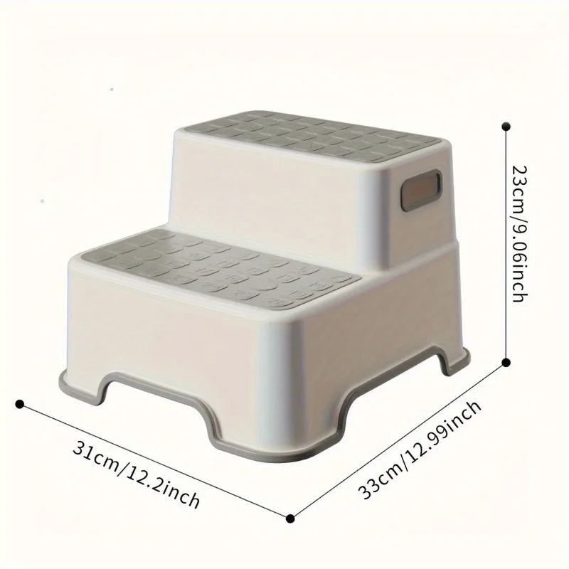 Portable Step Stool Bathroom Anti Slip Two-step Ladder: Suitable for Toilet Training and Sink - Plastic, No Electricity Required