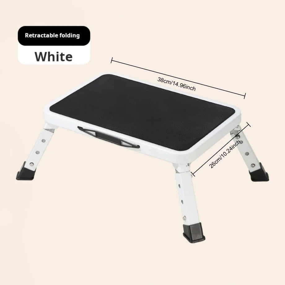 🔥3-Step Foldable Step Stool 150kg Capacity, Anti-Slip PVC Pedal & Carbon Steel Frame for Home/RV/Camping (Black/White)