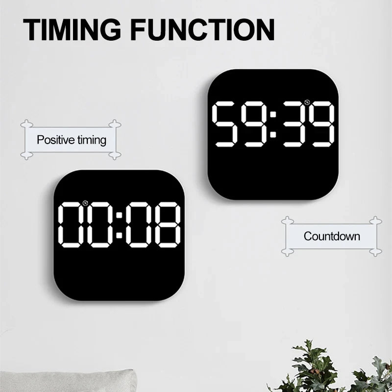 Digital Wall Clock LED Alarm Clock Large Display With Timing Function Remote Control Clock for Living Room Office Bedroom Decor