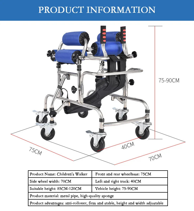 Children's Standing Frame Disabled Child Walker Walker Paraplegic Lower Limb Training Standing Frame with Wheel Walker