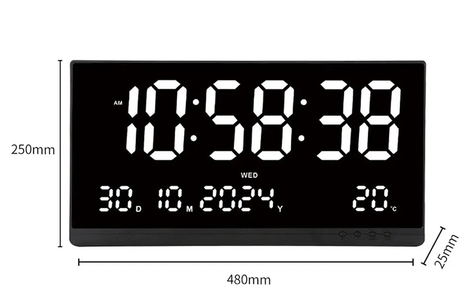 21 Inch Large Digital Wall Clock Large LED Screen Display Clock with Time/Date/Week/Temperature 12/24H Adjustable Brightness