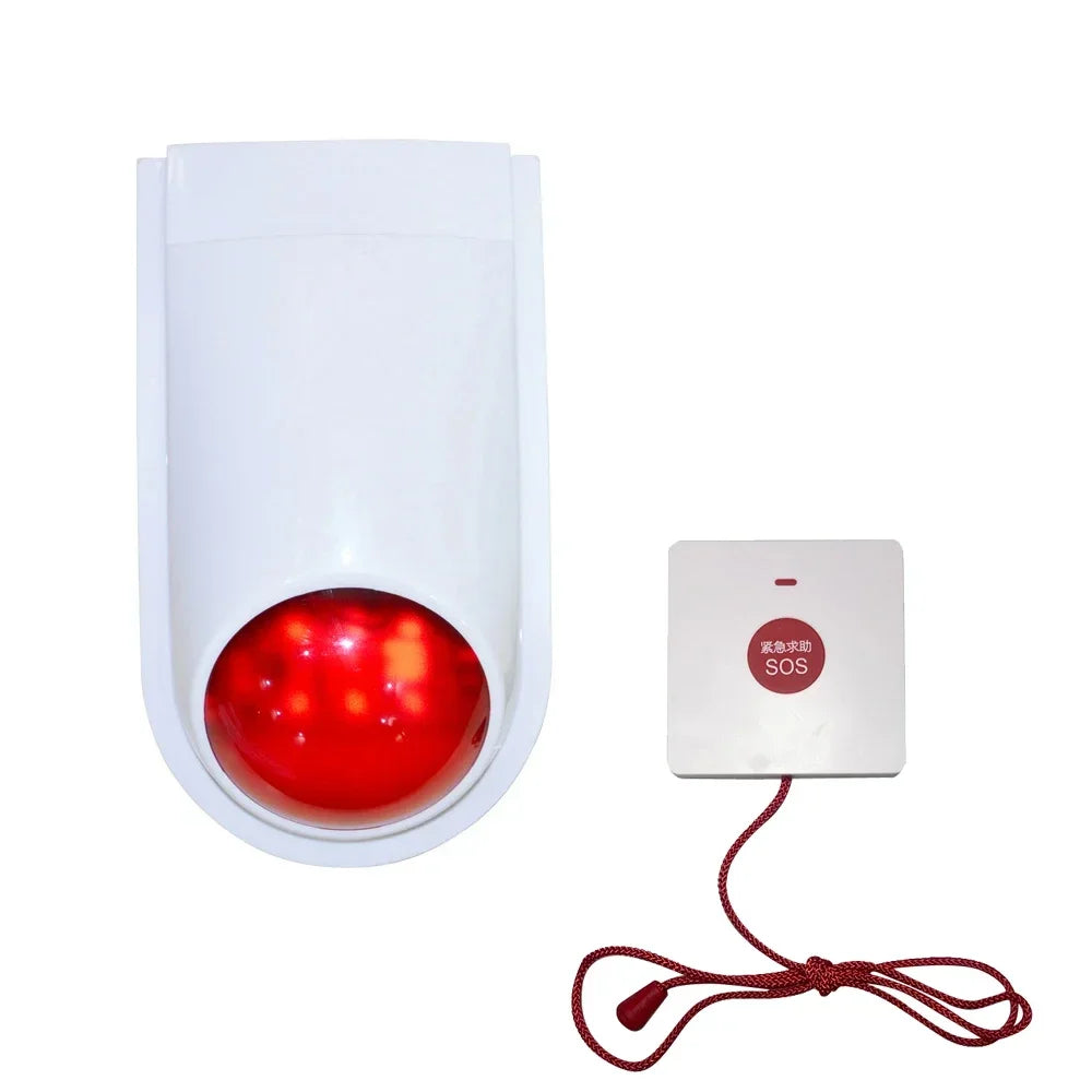 (1 Set) Wireless Emergency Button Calling System 130DB Strobe Siren With 86mm Wall Mounted Panic Button For Hospital Or Bed Call