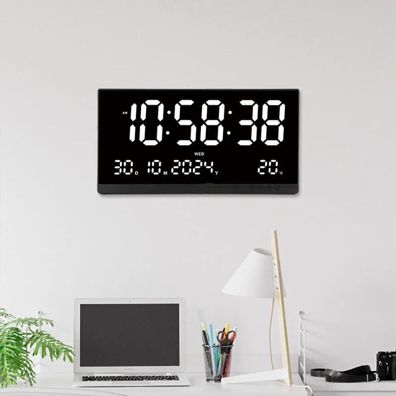 21 Inch Large Digital Wall Clock Large LED Screen Display Clock with Time/Date/Week/Temperature 12/24H Adjustable Brightness