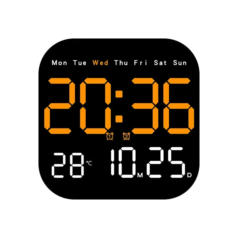 Digital Wall Clock LED Alarm Clock Large Display With Timing Function Remote Control Clock for Living Room Office Bedroom Decor