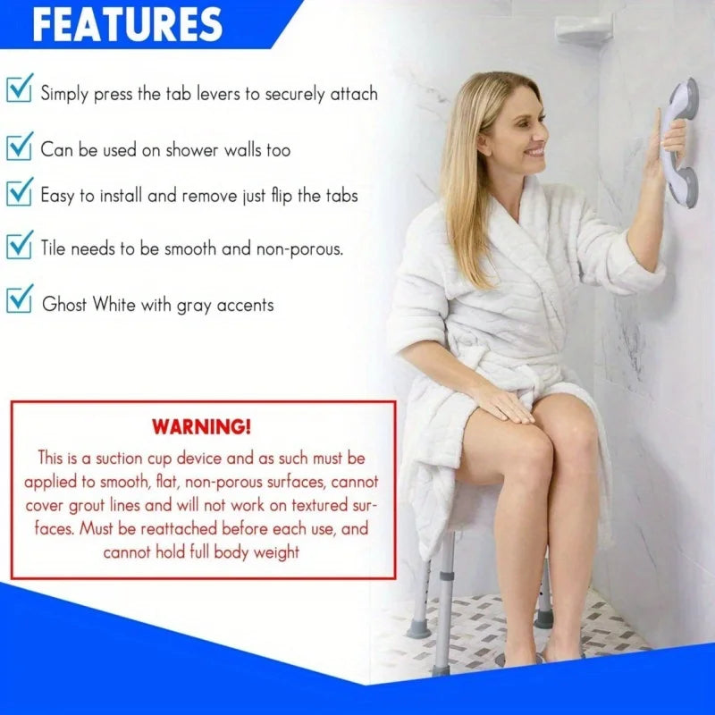 Grab Bars for Bathtubs and Showers Heavy Duty Shower Handle Assistance Products Seniors Suction Cup Handrails Handicap Bath Grip
