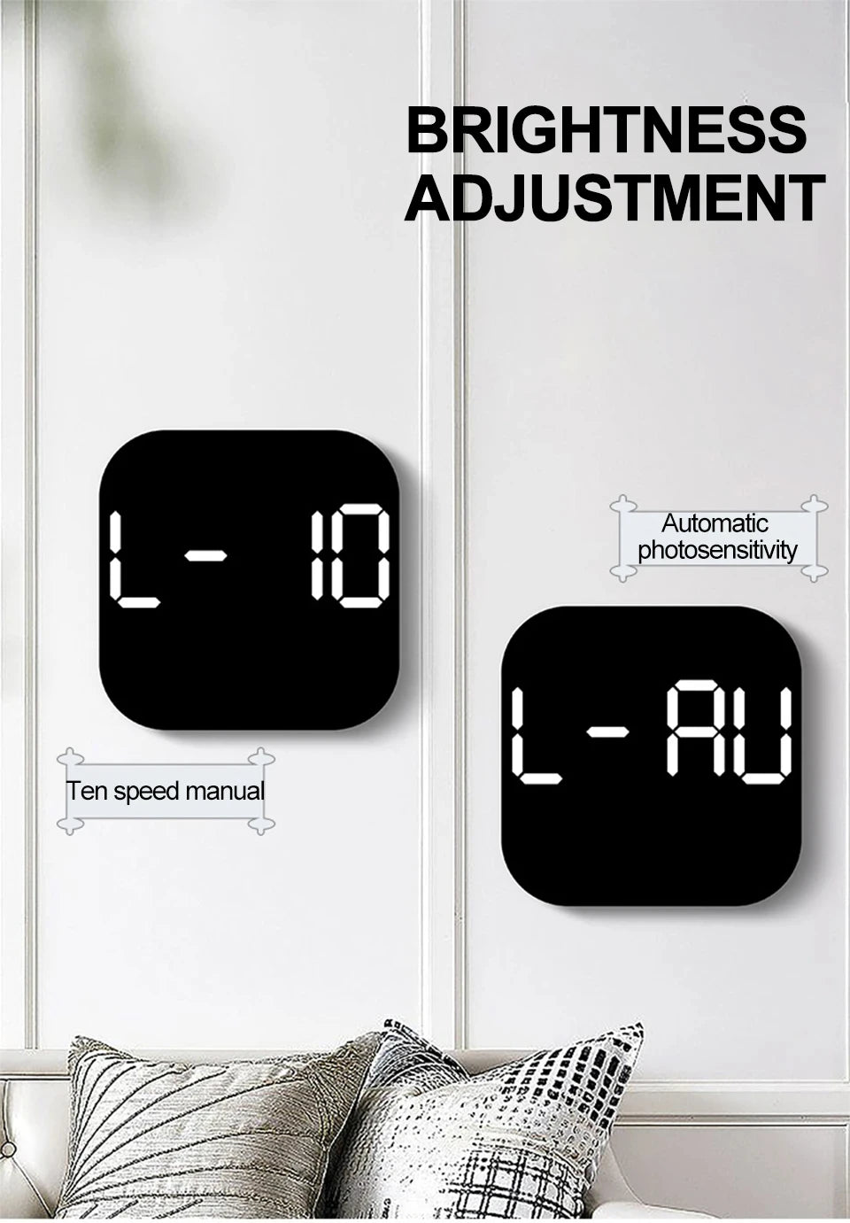 Digital Wall Clock LED Alarm Clock Large Display With Timing Function Remote Control Clock for Living Room Office Bedroom Decor