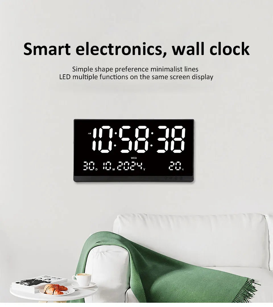 21 Inch Large Digital Wall Clock Large LED Screen Display Clock with Time/Date/Week/Temperature 12/24H Adjustable Brightness