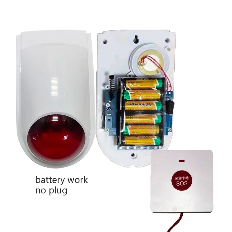 (1 Set) Wireless Emergency Button Calling System 130DB Strobe Siren With 86mm Wall Mounted Panic Button For Hospital Or Bed Call