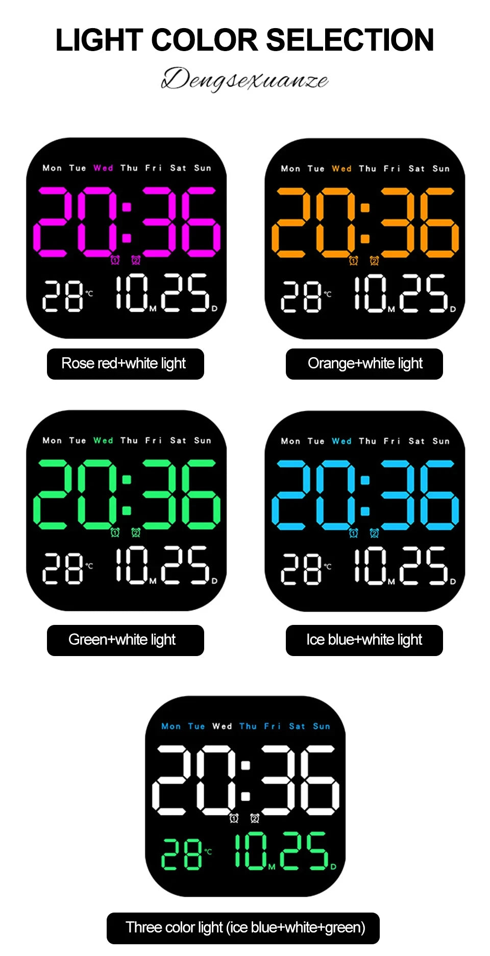 Digital Wall Clock LED Alarm Clock Large Display With Timing Function Remote Control Clock for Living Room Office Bedroom Decor