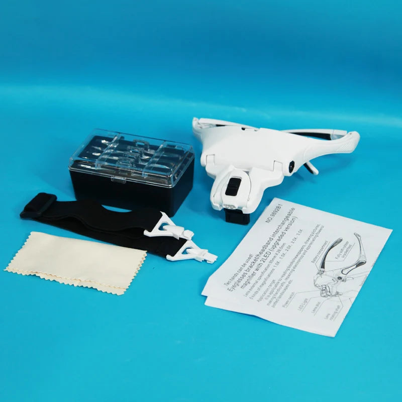 Magnifying Glasses With light LED Reading  Watchmaker Repair Wearing Magnifier 1.5X 2.5X 3.5X 5.0X Usb Rechargeable
