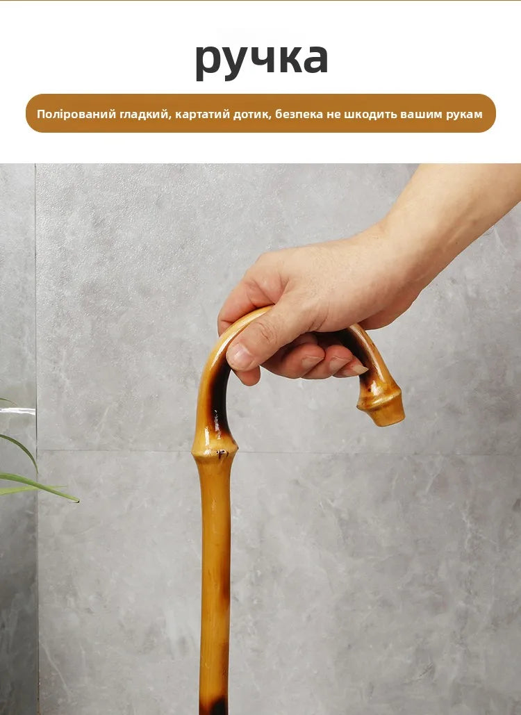 Anti-Slip Rubber Tip Bamboo Walking Cane T-aped ly Walking Sti Handheld ly People's Outdoor Travel king Poles