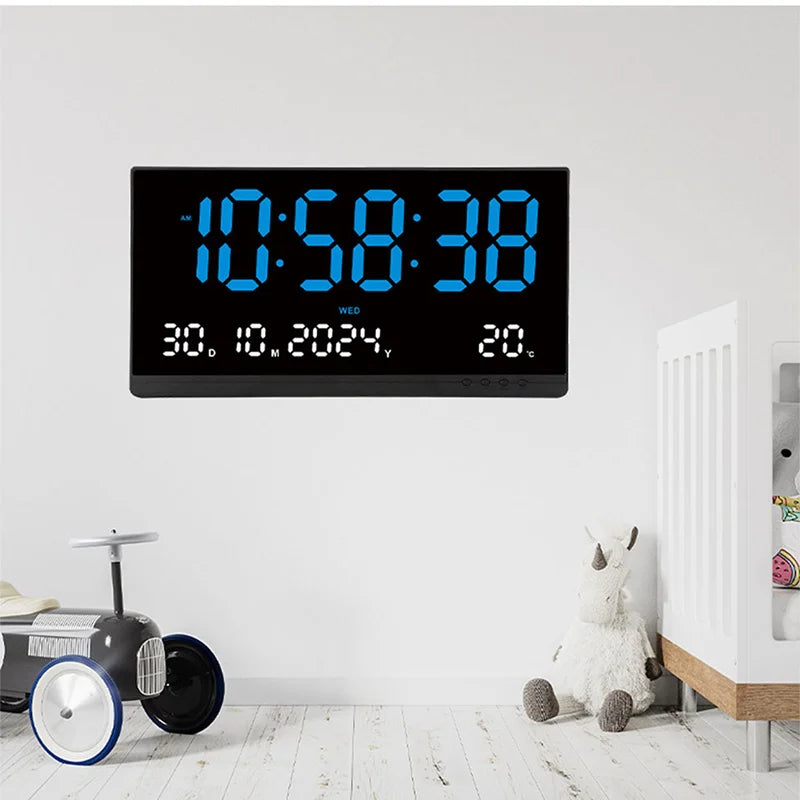 21 Inch Large Digital Wall Clock Large LED Screen Display Clock with Time/Date/Week/Temperature 12/24H Adjustable Brightness