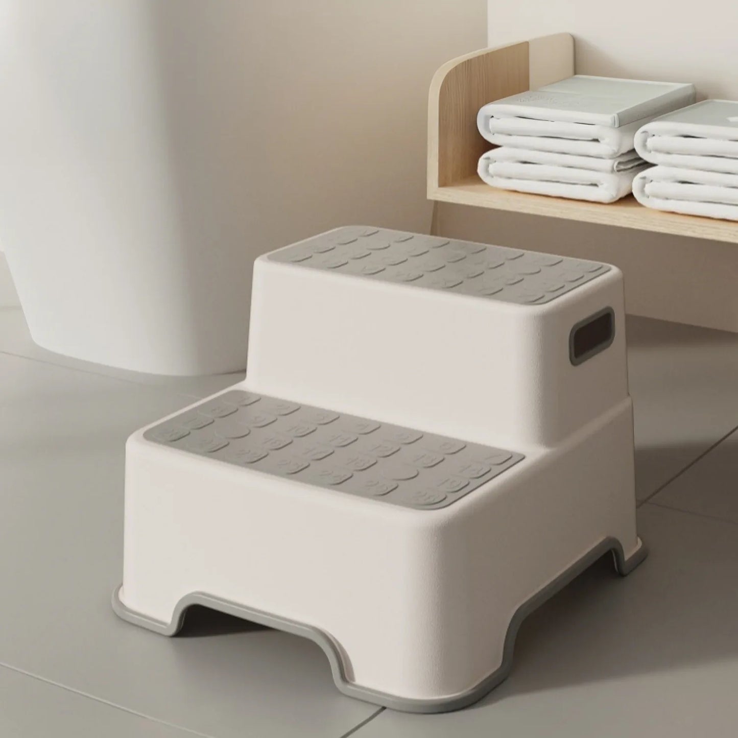 Portable Step Stool Bathroom Anti Slip Two-step Ladder: Suitable for Toilet Training and Sink - Plastic, No Electricity Required