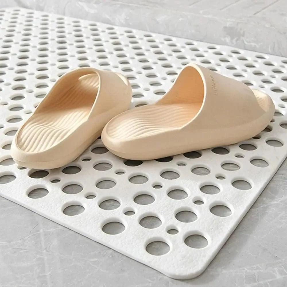 Slip Anti Mould Rubber Anti Slip Bath Mat with Drain Holes Machine Washable Antibacterial Resistant Shower Mat for Shower or Tub