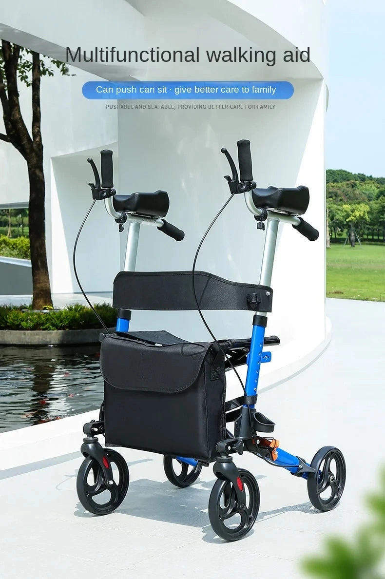 Walker Aid For The Elderly Rehabilitation Walking Anti-Fall Adjustable Folding Walking Rollator Carts With Arm Support Walker