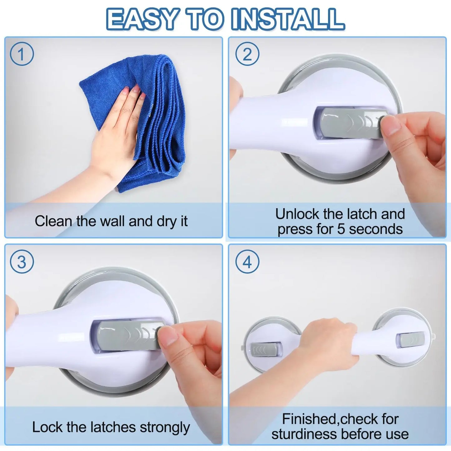 Grab Bars for Bathtubs and Showers Heavy Duty Shower Handle Assistance Products Seniors Suction Cup Handrails Handicap Bath Grip