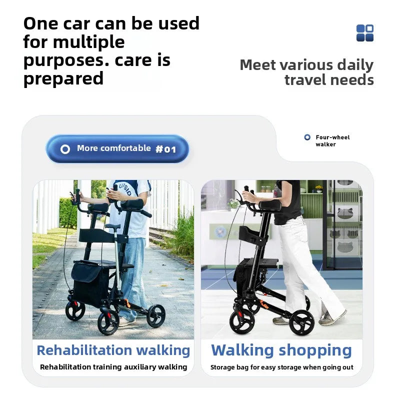 Walker Aid For The Elderly Rehabilitation Walking Anti-Fall Adjustable Folding Walking Rollator Carts With Arm Support Walker
