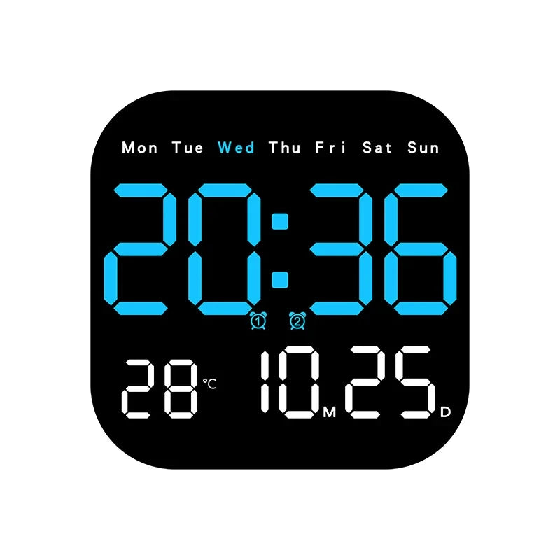 Digital Wall Clock LED Alarm Clock Large Display With Timing Function Remote Control Clock for Living Room Office Bedroom Decor