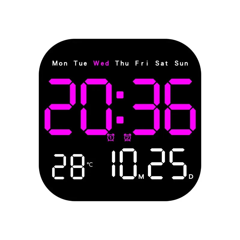 Digital Wall Clock LED Alarm Clock Large Display With Timing Function Remote Control Clock for Living Room Office Bedroom Decor
