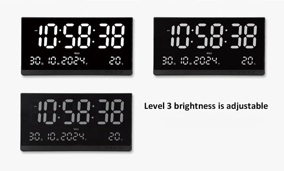 21 Inch Large Digital Wall Clock Large LED Screen Display Clock with Time/Date/Week/Temperature 12/24H Adjustable Brightness