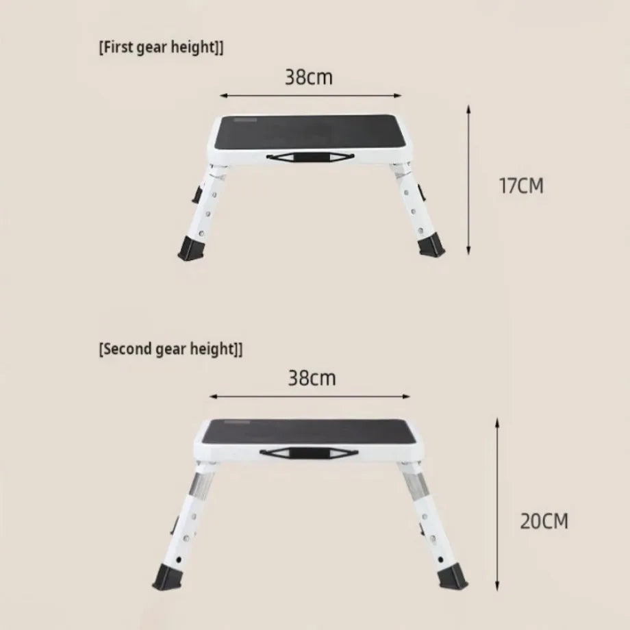 🔥3-Step Foldable Step Stool 150kg Capacity, Anti-Slip PVC Pedal & Carbon Steel Frame for Home/RV/Camping (Black/White)