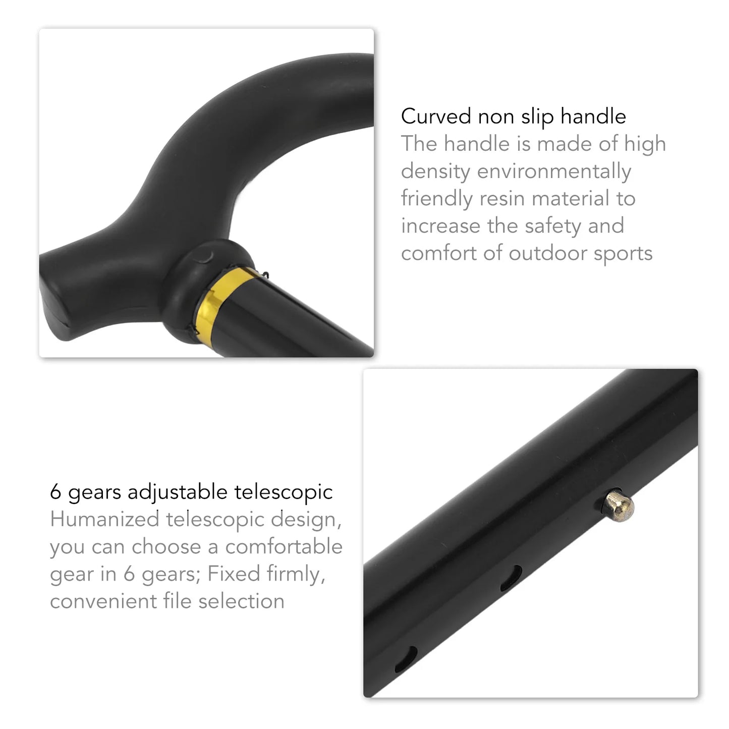 Walking Cane Ergonomic Handle Rubber Base Aluminum Alloy Walking Stick Cane 6 Positions Adjustment Adjustable for Elderly
