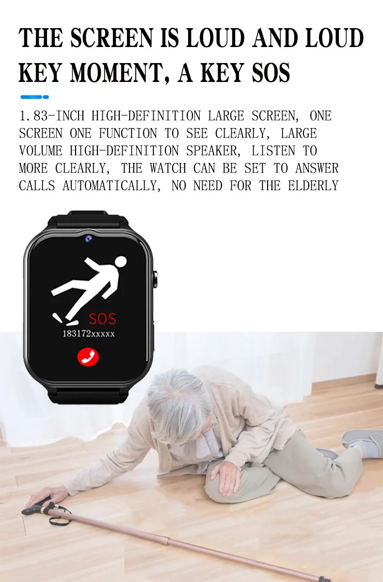 Elderly Smart Watch For Senior Falling Detection GPS Positioning 4G SOS Phone Call Medicine Remind Footprint Track HeartRate GK8