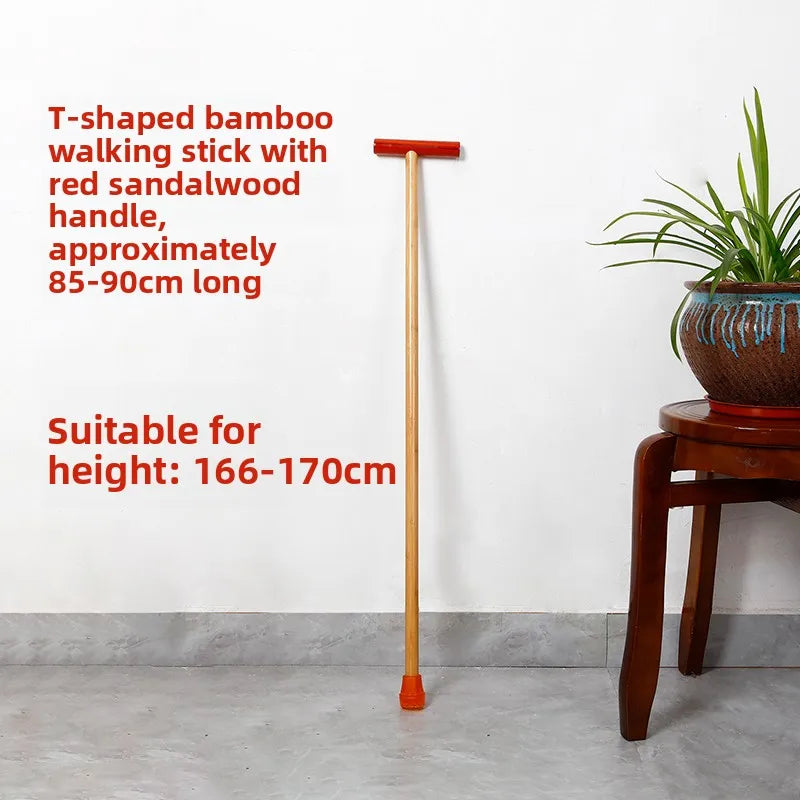 Anti-Slip Rubber Tip Bamboo Walking Cane T-aped ly Walking Sti Handheld ly People's Outdoor Travel king Poles