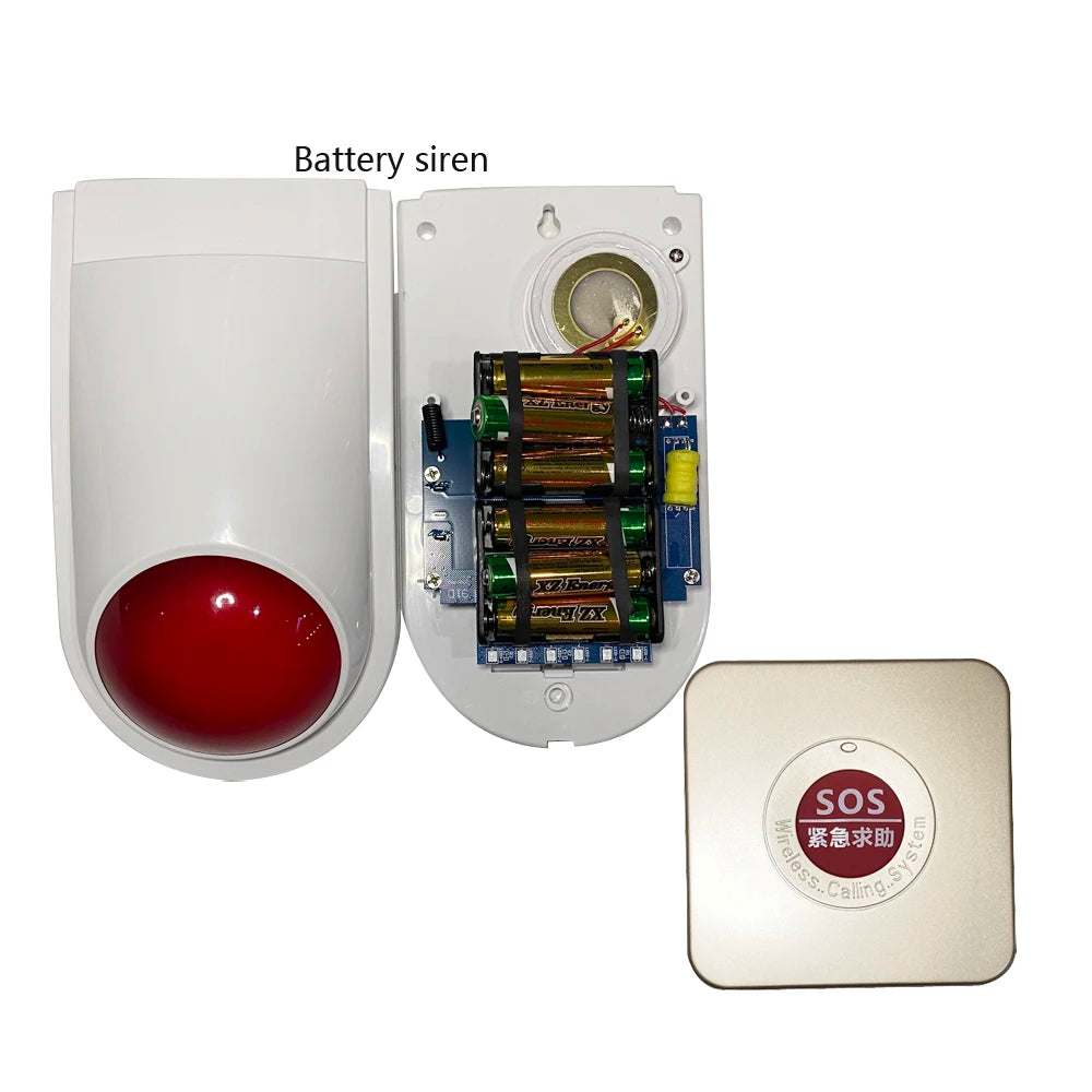 (1 Set) Wireless Emergency Button Calling System 130DB Strobe Siren With 86mm Wall Mounted Panic Button For Hospital Or Bed Call