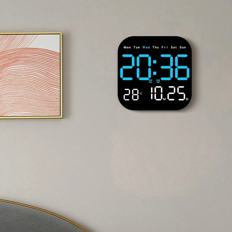 Digital Wall Clock LED Alarm Clock Large Display With Timing Function Remote Control Clock for Living Room Office Bedroom Decor