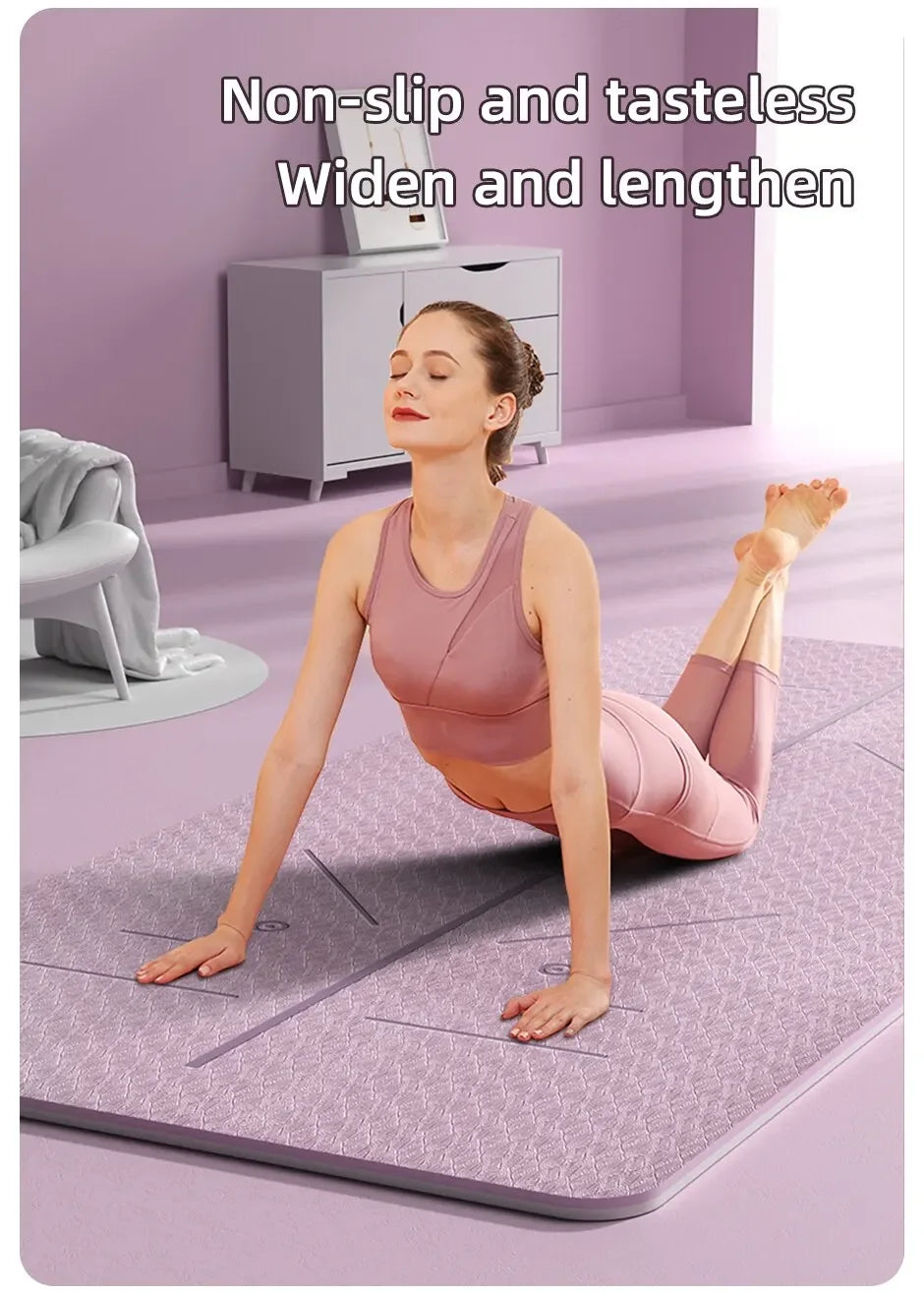 Yoga Mat, Anti Slip and Environmentally Friendly Fitness Exercise Mat with Shoulder Straps, Professional Yoga Mat, Suitable