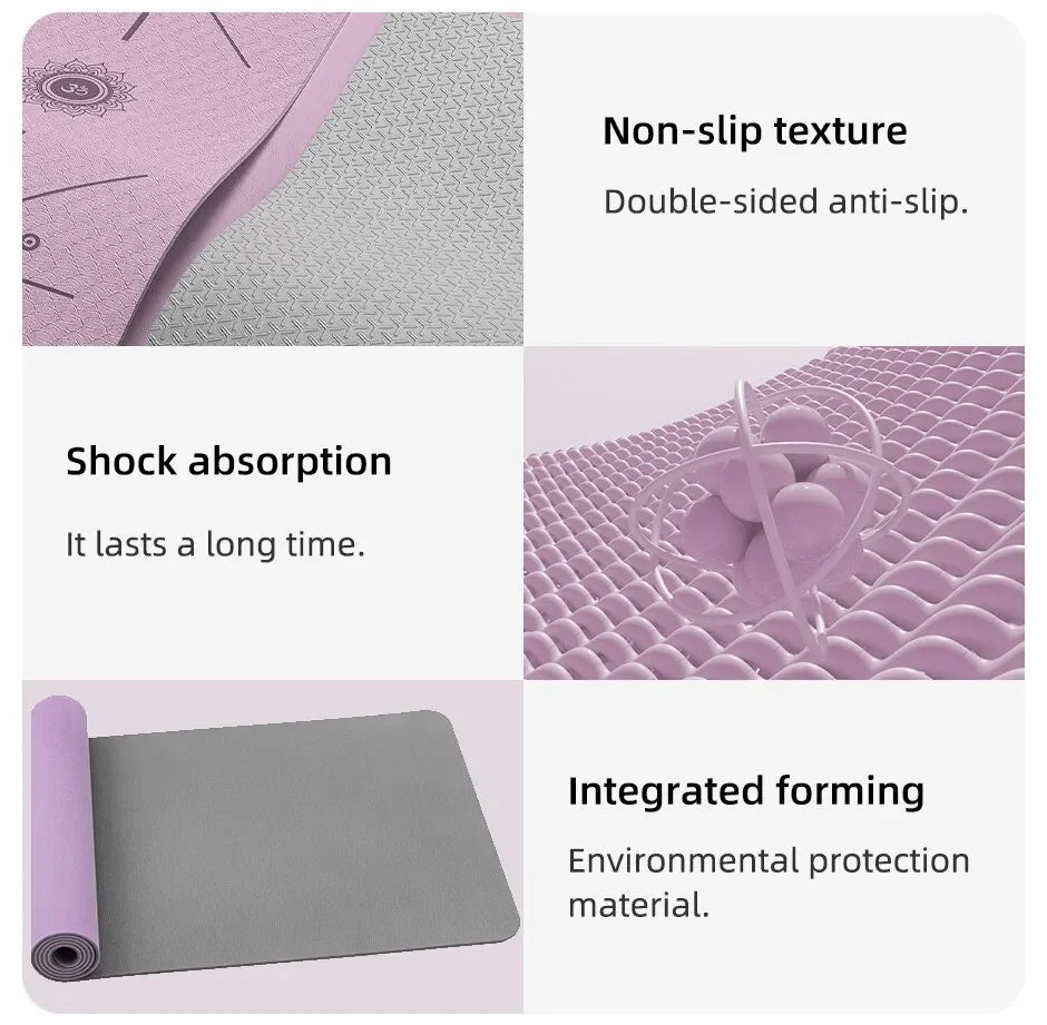 Yoga Mat, Anti Slip and Environmentally Friendly Fitness Exercise Mat with Shoulder Straps, Professional Yoga Mat, Suitable