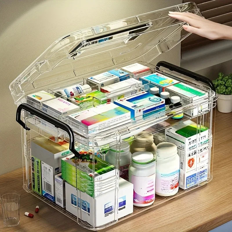 Convenient and Transparent Medicine Organizer Box for Home and Travel with Easy Access