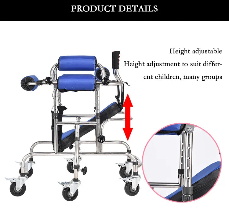 Children's Standing Frame Disabled Child Walker Walker Paraplegic Lower Limb Training Standing Frame with Wheel Walker