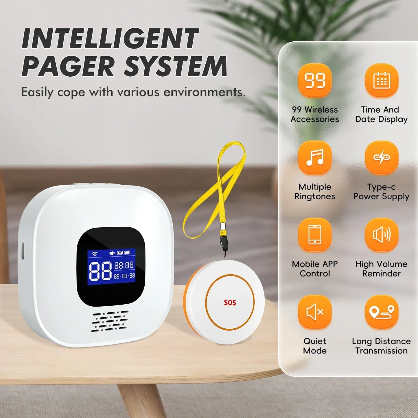 WiFi Wireless Caregiver Pager Alert Call Buttons System Elderly Falling Seniors Patient Disabled