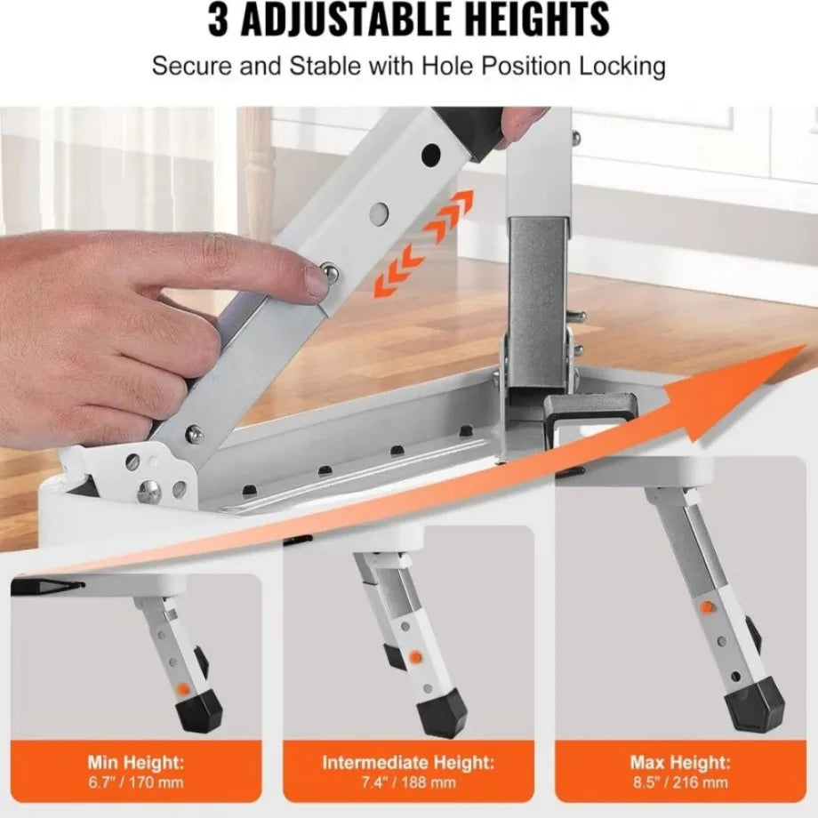 🔥3-Step Foldable Step Stool 150kg Capacity, Anti-Slip PVC Pedal & Carbon Steel Frame for Home/RV/Camping (Black/White)